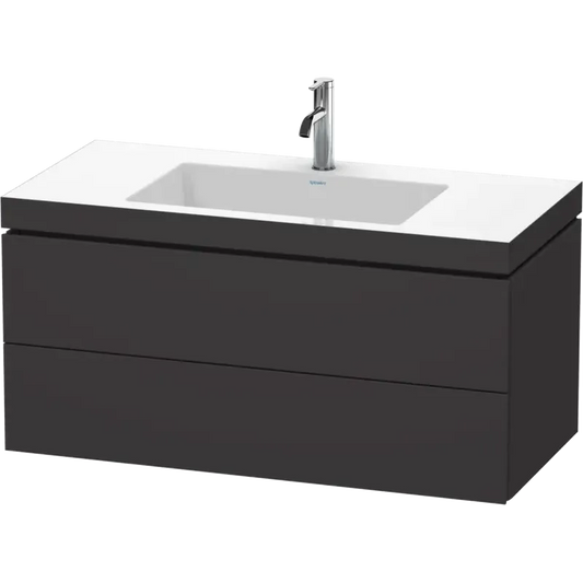 Duravit L-Cube 39" x 20" x 19" Graphite Two Drawer C-Bonded Wall-Mount Vanity Kit (LC6928O8080)