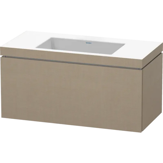 Duravit L-Cube 39" x 20" x 19" Linen One Drawer C-Bonded Wall-Mount Vanity Kit (LC6918N7575)