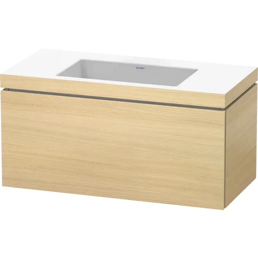 Duravit L-Cube 39" x 20" x 19" Mediterranean Oak One Drawer C-Bonded Wall-Mount Vanity Kit (LC6918N7171)