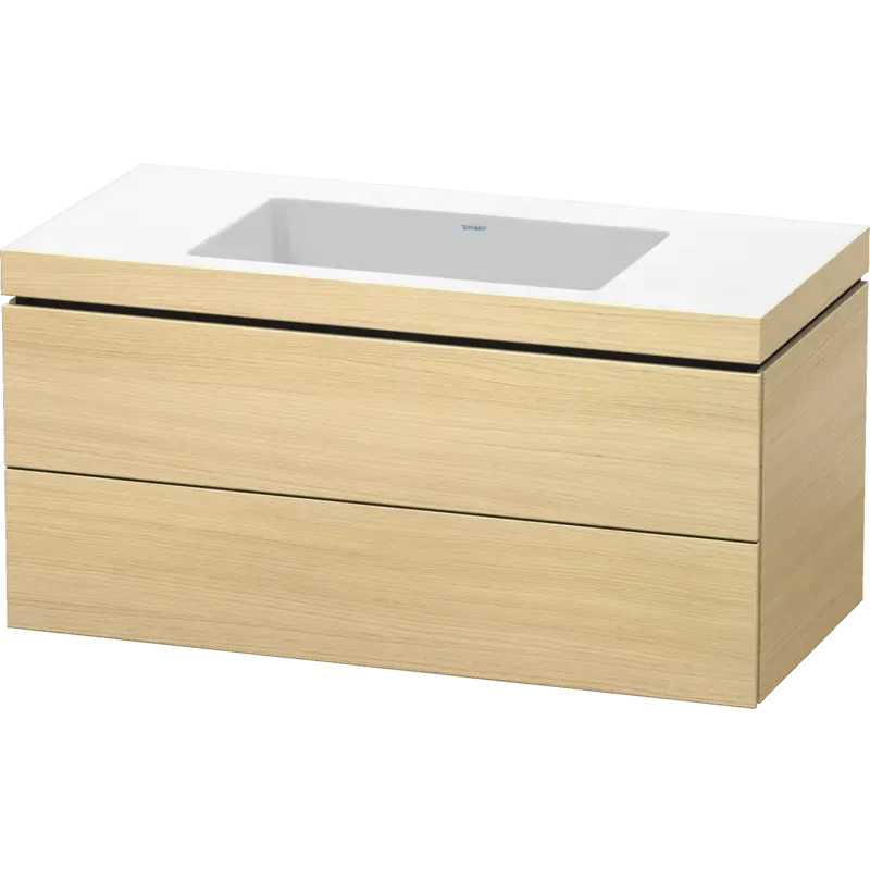 Duravit L-Cube 39" x 20" x 19" Mediterranean Oak Two Drawer C-Bonded Wall-Mount Vanity Kit (LC6928N7171)