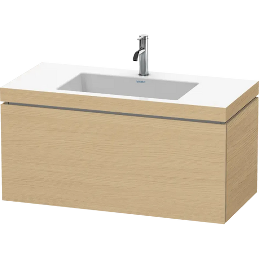 Duravit L-Cube 39" x 20" x 19" Natural Oak One Drawer C-Bonded Wall-Mount Vanity Kit (LC6918O3030)
