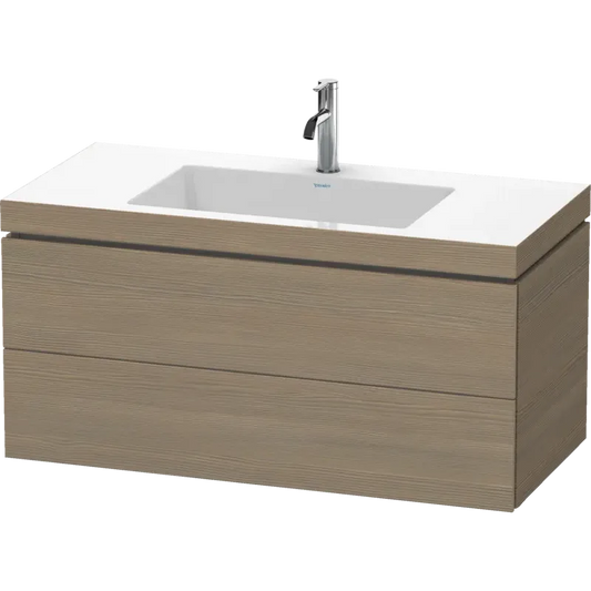 Duravit L-Cube 39" x 20" x 19" Oak Terra Two Drawer C-Bonded Wall-Mount Vanity Kit (LC6928O3535)