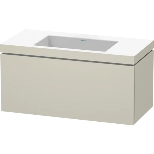 Duravit L-Cube 39" x 20" x 19" Taupe One Drawer C-Bonded Wall-Mount Vanity Kit (LC6918N9191)