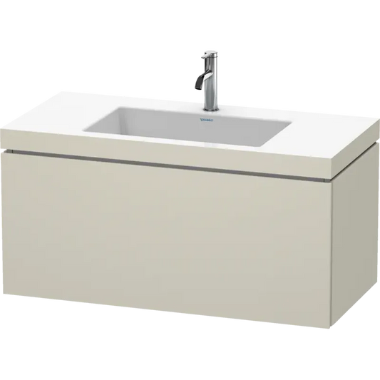 Duravit L-Cube 39" x 20" x 19" Taupe One Drawer C-Bonded Wall-Mount Vanity Kit (LC6918O9191)