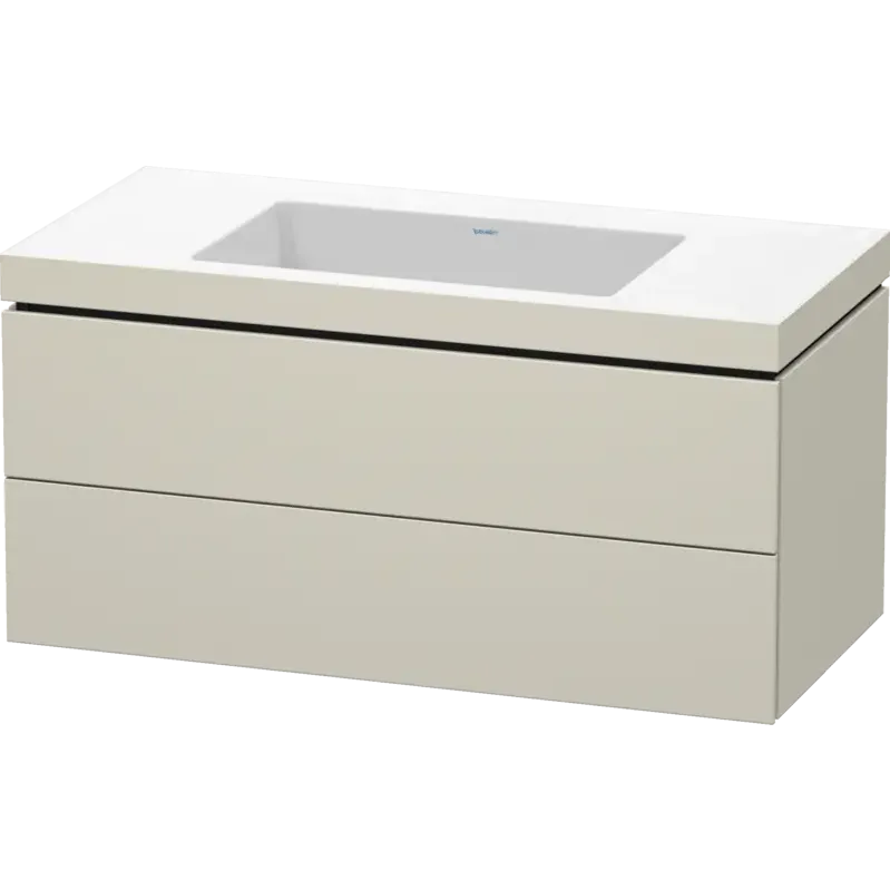 Duravit L-Cube 39" x 20" x 19" Taupe Two Drawer C-Bonded Wall-Mount Vanity Kit (LC6928N9191)