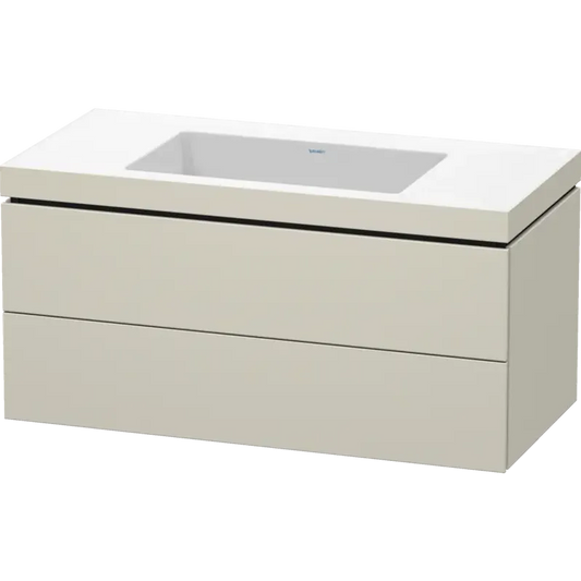 Duravit L-Cube 39" x 20" x 19" Taupe Two Drawer C-Bonded Wall-Mount Vanity Kit (LC6928N9191)