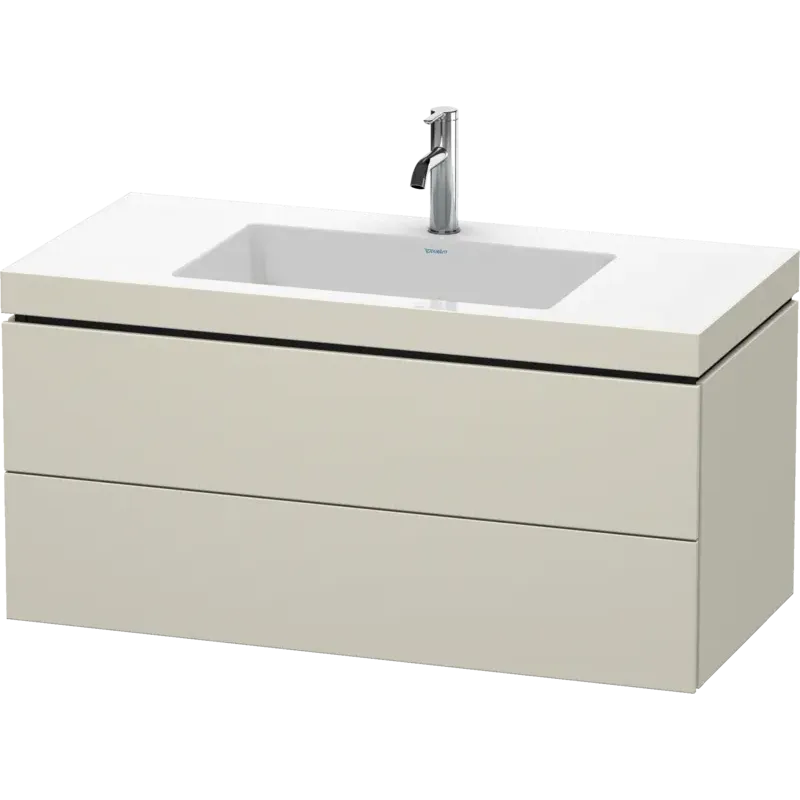 Duravit L-Cube 39" x 20" x 19" Taupe Two Drawer C-Bonded Wall-Mount Vanity Kit (LC6928O9191)