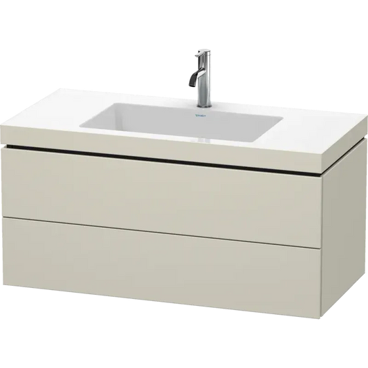 Duravit L-Cube 39" x 20" x 19" Taupe Two Drawer C-Bonded Wall-Mount Vanity Kit (LC6928O9191)
