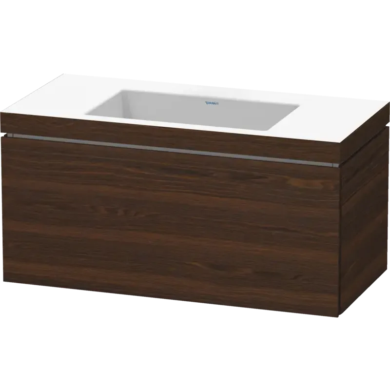 Duravit L-Cube 39" x 20" x 19" Walnut Brushed One Drawer C-Bonded Wall-Mount Vanity Kit (LC6918N6969)