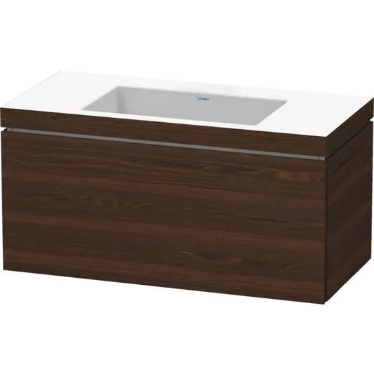 Duravit L-Cube 39" x 20" x 19" Walnut Brushed One Drawer C-Bonded Wall-Mount Vanity Kit (LC6918N6969)