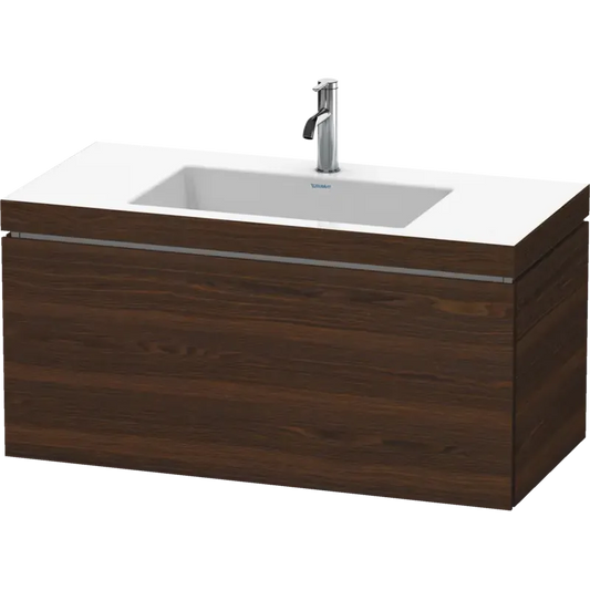 Duravit L-Cube 39" x 20" x 19" Walnut Brushed One Drawer C-Bonded Wall-Mount Vanity Kit (LC6918O6969)