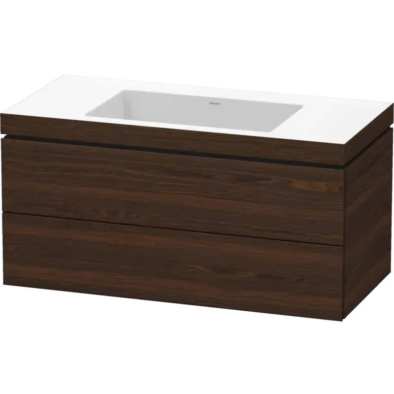 Duravit L-Cube 39" x 20" x 19" Walnut Brushed Two Drawer C-Bonded Wall-Mount Vanity Kit (LC6928N6969)