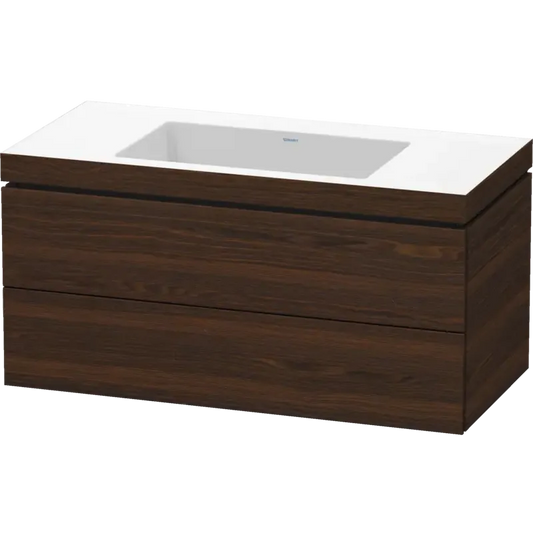 Duravit L-Cube 39" x 20" x 19" Walnut Brushed Two Drawer C-Bonded Wall-Mount Vanity Kit (LC6928N6969)