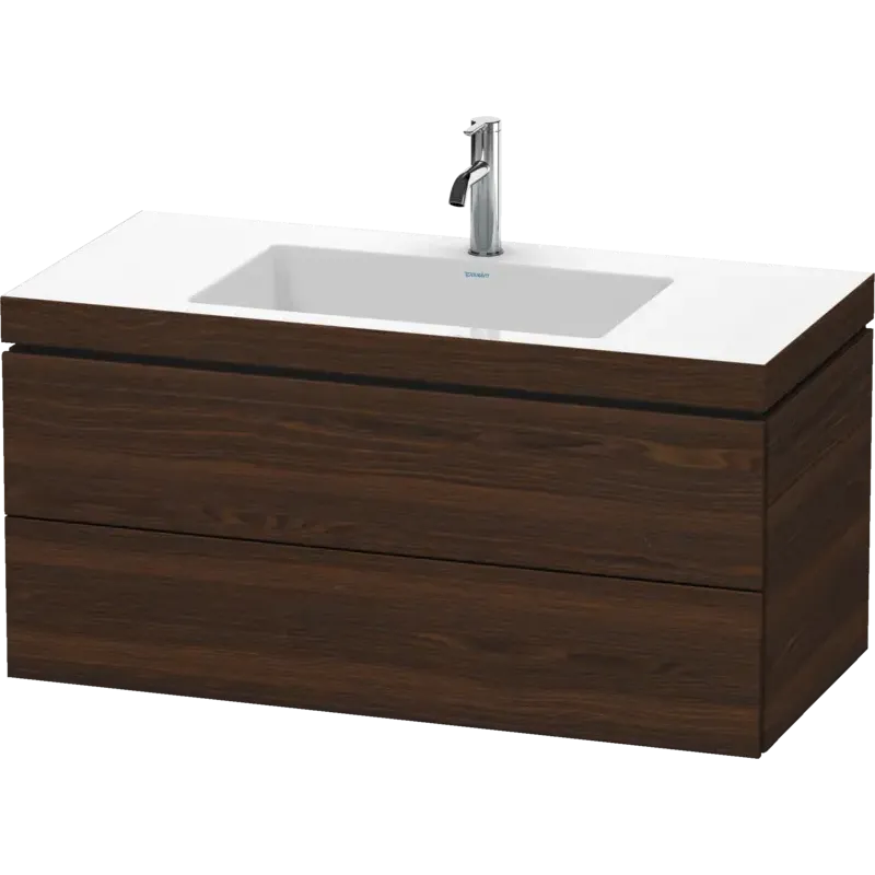 Duravit L-Cube 39" x 20" x 19" Walnut Brushed Two Drawer C-Bonded Wall-Mount Vanity Kit (LC6928O6969)