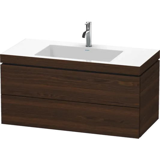 Duravit L-Cube 39" x 20" x 19" Walnut Brushed Two Drawer C-Bonded Wall-Mount Vanity Kit (LC6928O6969)