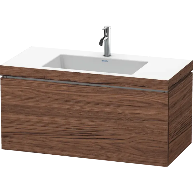 Duravit L-Cube 39" x 20" x 19" Walnut Dark One Drawer C-Bonded Wall-Mount Vanity Kit (LC6918O2121)