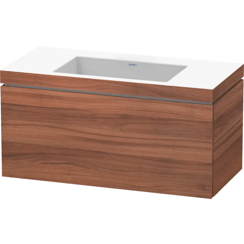 Duravit L-Cube 39" x 20" x 19" Walnut One Drawer C-Bonded Wall-Mount Vanity Kit (LC6918N7979)