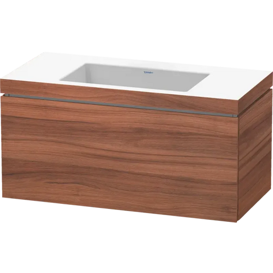 Duravit L-Cube 39" x 20" x 19" Walnut One Drawer C-Bonded Wall-Mount Vanity Kit (LC6918N7979)