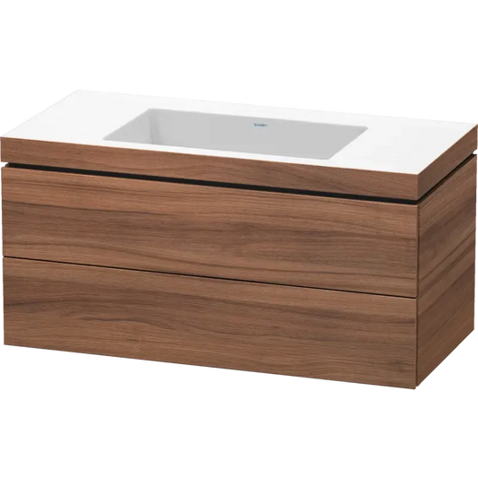 Duravit L-Cube 39" x 20" x 19" Walnut Two Drawer C-Bonded Wall-Mount Vanity Kit (LC6928N7979)