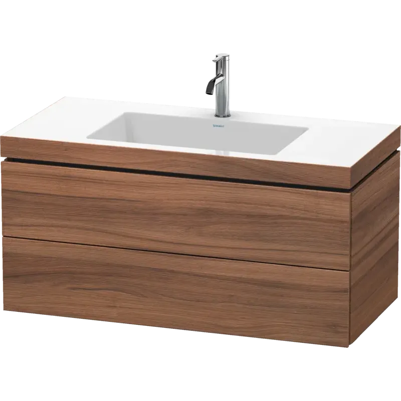 Duravit L-Cube 39" x 20" x 19" Walnut Two Drawer C-Bonded Wall-Mount Vanity Kit (LC6928O7979)