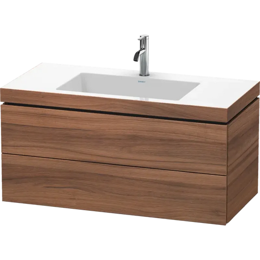 Duravit L-Cube 39" x 20" x 19" Walnut Two Drawer C-Bonded Wall-Mount Vanity Kit (LC6928O7979)