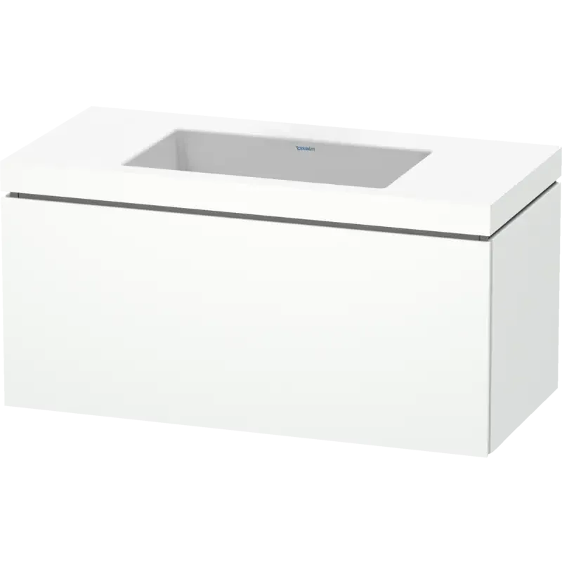 Duravit L-Cube 39" x 20" x 19" White One Drawer C-Bonded Wall-Mount Vanity Kit (LC6918N1818)