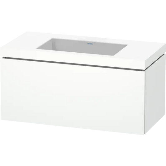 Duravit L-Cube 39" x 20" x 19" White One Drawer C-Bonded Wall-Mount Vanity Kit (LC6918N1818)