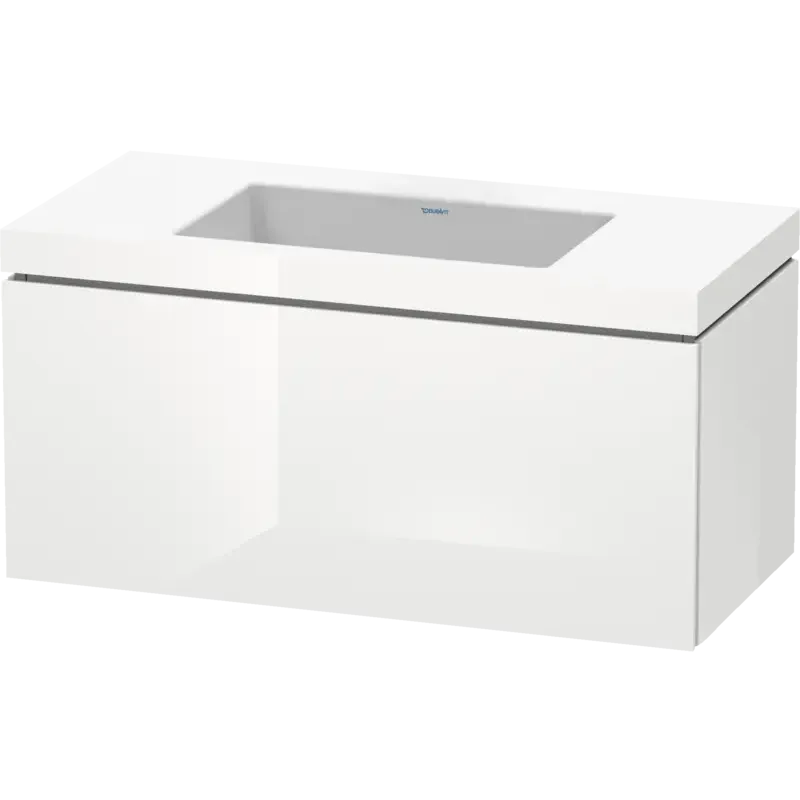 Duravit L-Cube 39" x 20" x 19" White One Drawer C-Bonded Wall-Mount Vanity Kit (LC6918N2222)