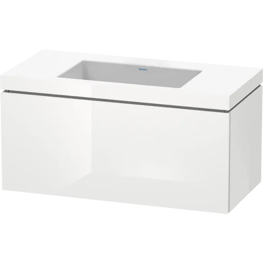 Duravit L-Cube 39" x 20" x 19" White One Drawer C-Bonded Wall-Mount Vanity Kit (LC6918N2222)