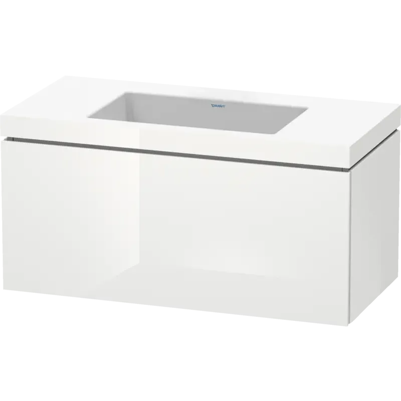 Duravit L-Cube 39" x 20" x 19" White One Drawer C-Bonded Wall-Mount Vanity Kit (LC6918N8585)