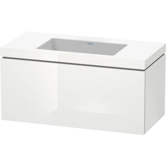 Duravit L-Cube 39" x 20" x 19" White One Drawer C-Bonded Wall-Mount Vanity Kit (LC6918N8585)
