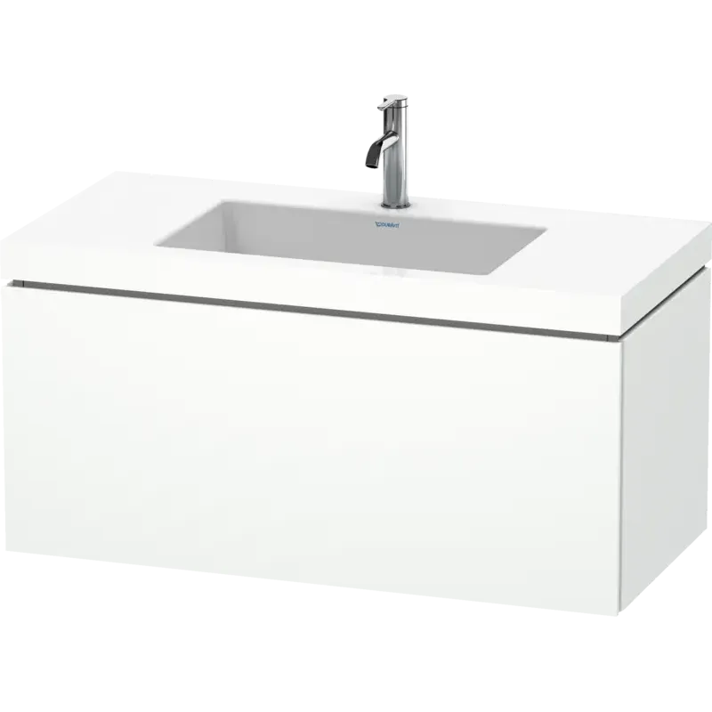 Duravit L-Cube 39" x 20" x 19" White One Drawer C-Bonded Wall-Mount Vanity Kit (LC6918O1818)