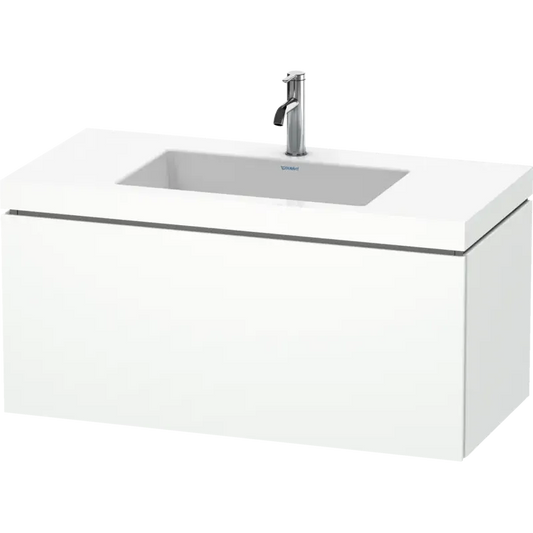 Duravit L-Cube 39" x 20" x 19" White One Drawer C-Bonded Wall-Mount Vanity Kit (LC6918O1818)