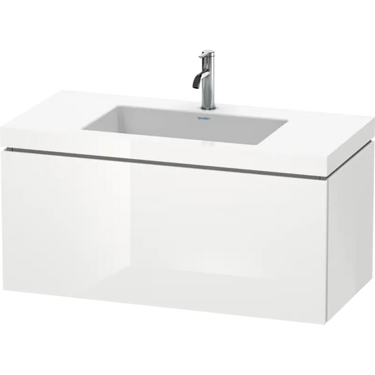 Duravit L-Cube 39" x 20" x 19" White One Drawer C-Bonded Wall-Mount Vanity Kit (LC6918O2222)