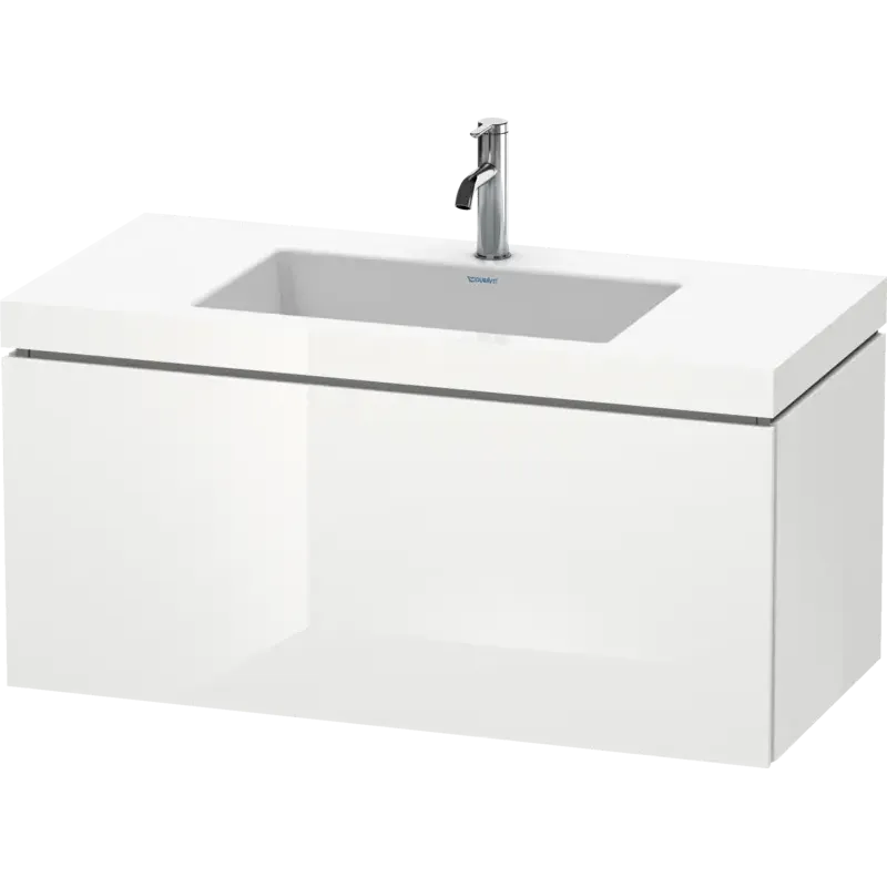 Duravit L-Cube 39" x 20" x 19" White One Drawer C-Bonded Wall-Mount Vanity Kit (LC6918O8585)