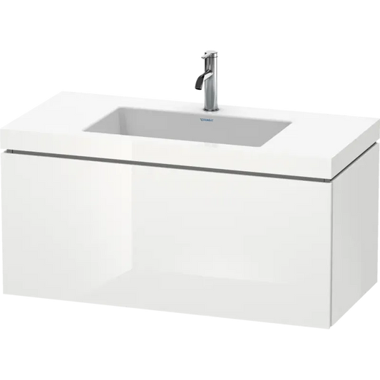 Duravit L-Cube 39" x 20" x 19" White One Drawer C-Bonded Wall-Mount Vanity Kit (LC6918O8585)