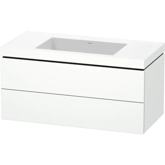 Duravit L-Cube 39" x 20" x 19" White Two Drawer C-Bonded Wall-Mount Vanity Kit (LC6928N1818)