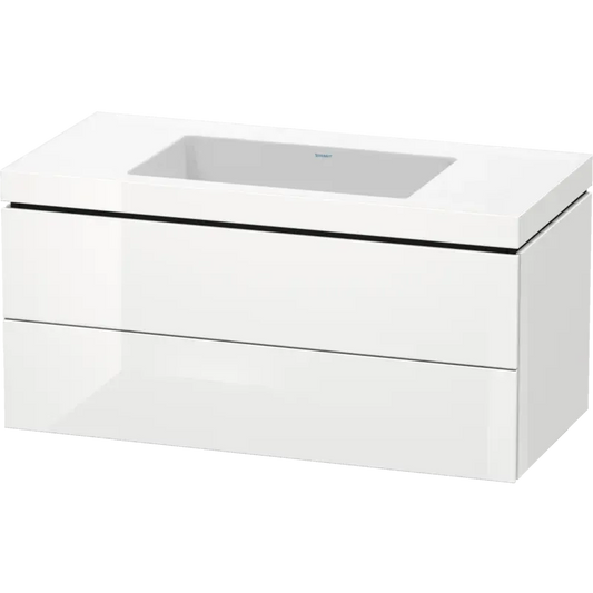 Duravit L-Cube 39" x 20" x 19" White Two Drawer C-Bonded Wall-Mount Vanity Kit (LC6928N2222)