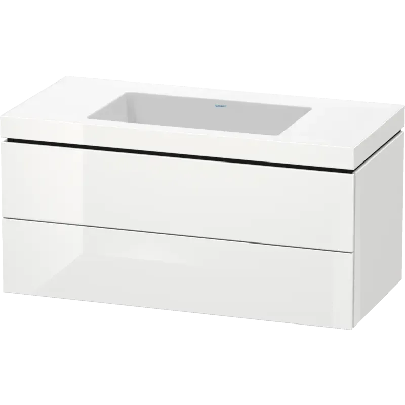 Duravit L-Cube 39" x 20" x 19" White Two Drawer C-Bonded Wall-Mount Vanity Kit (LC6928N8585)