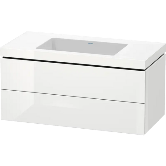 Duravit L-Cube 39" x 20" x 19" White Two Drawer C-Bonded Wall-Mount Vanity Kit (LC6928N8585)