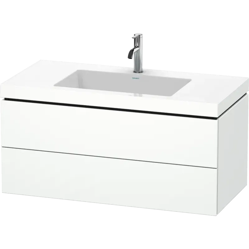 Duravit L-Cube 39" x 20" x 19" White Two Drawer C-Bonded Wall-Mount Vanity Kit (LC6928O1818)