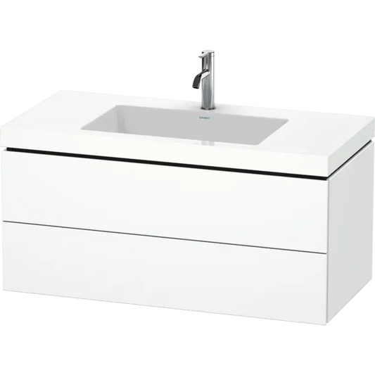 Duravit L-Cube 39" x 20" x 19" White Two Drawer C-Bonded Wall-Mount Vanity Kit (LC6928O1818)