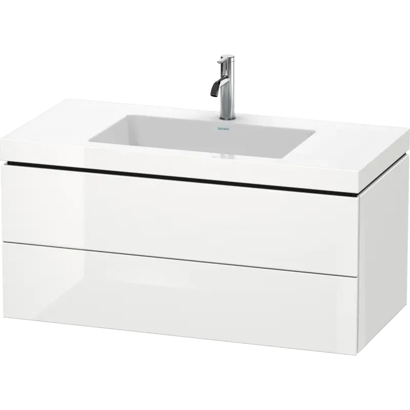 Duravit L-Cube 39" x 20" x 19" White Two Drawer C-Bonded Wall-Mount Vanity Kit (LC6928O2222)