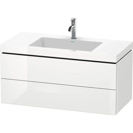 Duravit L-Cube 39" x 20" x 19" White Two Drawer C-Bonded Wall-Mount Vanity Kit (LC6928O2222)