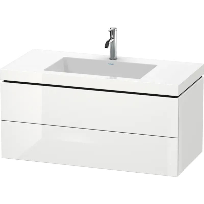 Duravit L-Cube 39" x 20" x 19" White Two Drawer C-Bonded Wall-Mount Vanity Kit (LC6928O8585)