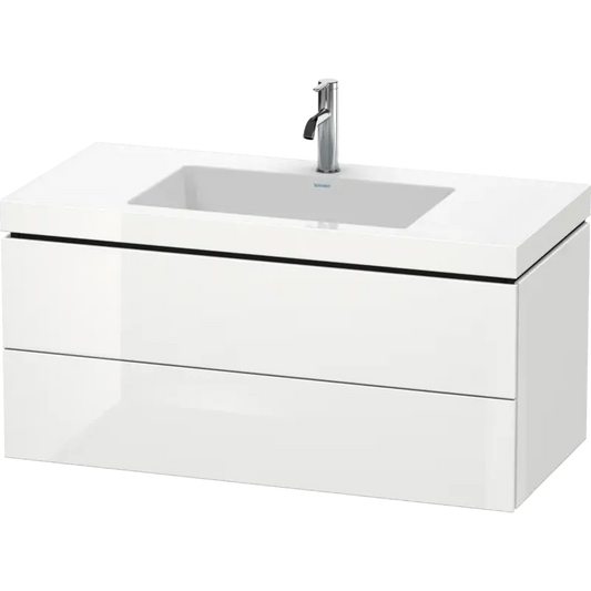 Duravit L-Cube 39" x 20" x 19" White Two Drawer C-Bonded Wall-Mount Vanity Kit (LC6928O8585)