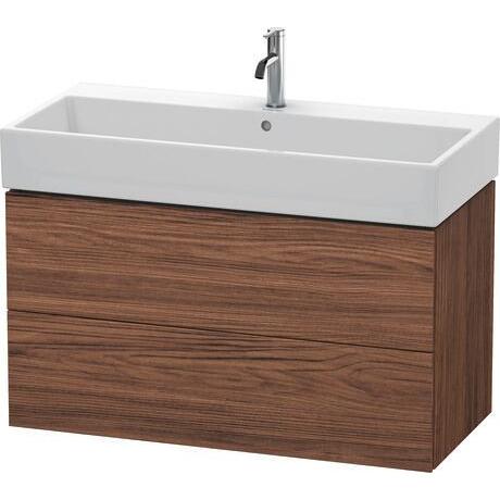 Duravit L-Cube 39" x 21" x 18" Walnut Dark Two Drawer Wall-Mount Vanity Unit (LC627802121)