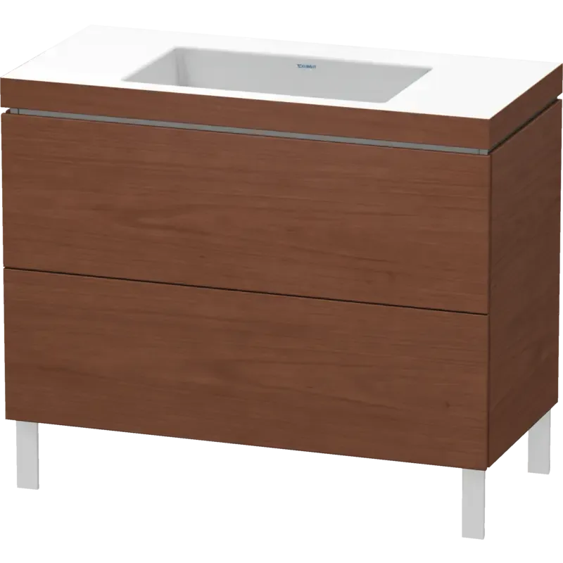 Duravit L-Cube 39" x 27" x 19" American Walnut Two Drawer C-Bonded Floorstanding Vanity Kit (LC6938N1313)