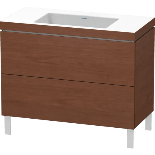 Duravit L-Cube 39" x 27" x 19" American Walnut Two Drawer C-Bonded Floorstanding Vanity Kit (LC6938N1313)