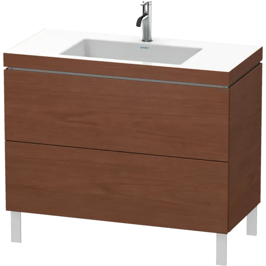 Duravit L-Cube 39" x 27" x 19" American Walnut Two Drawer C-Bonded Floorstanding Vanity Kit (LC6938O1313)